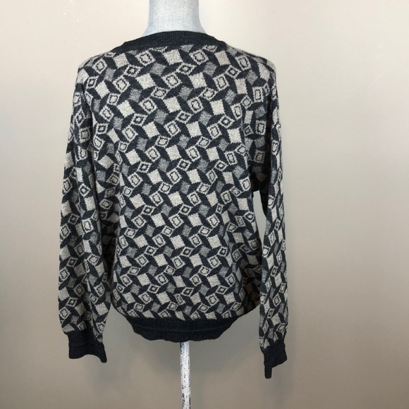 Pronto- Uomo Vintage Italian Wool Blend Geometric Print Grandpa Sweater - Picture 10 of 12